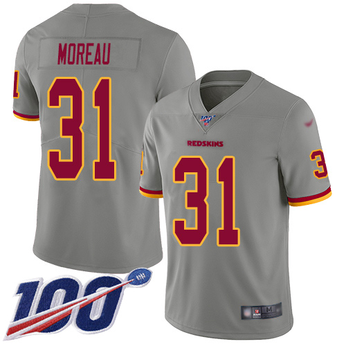 Washington Redskins Limited Gray Youth Fabian Moreau Jersey NFL Football #31 100th Season Inverted->youth nfl jersey->Youth Jersey